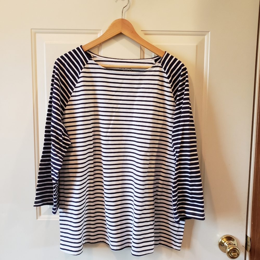 Navy and White Striped Top